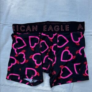 American Eagle Outfitters Black Boxer Briefs with Pink Heart Pattern